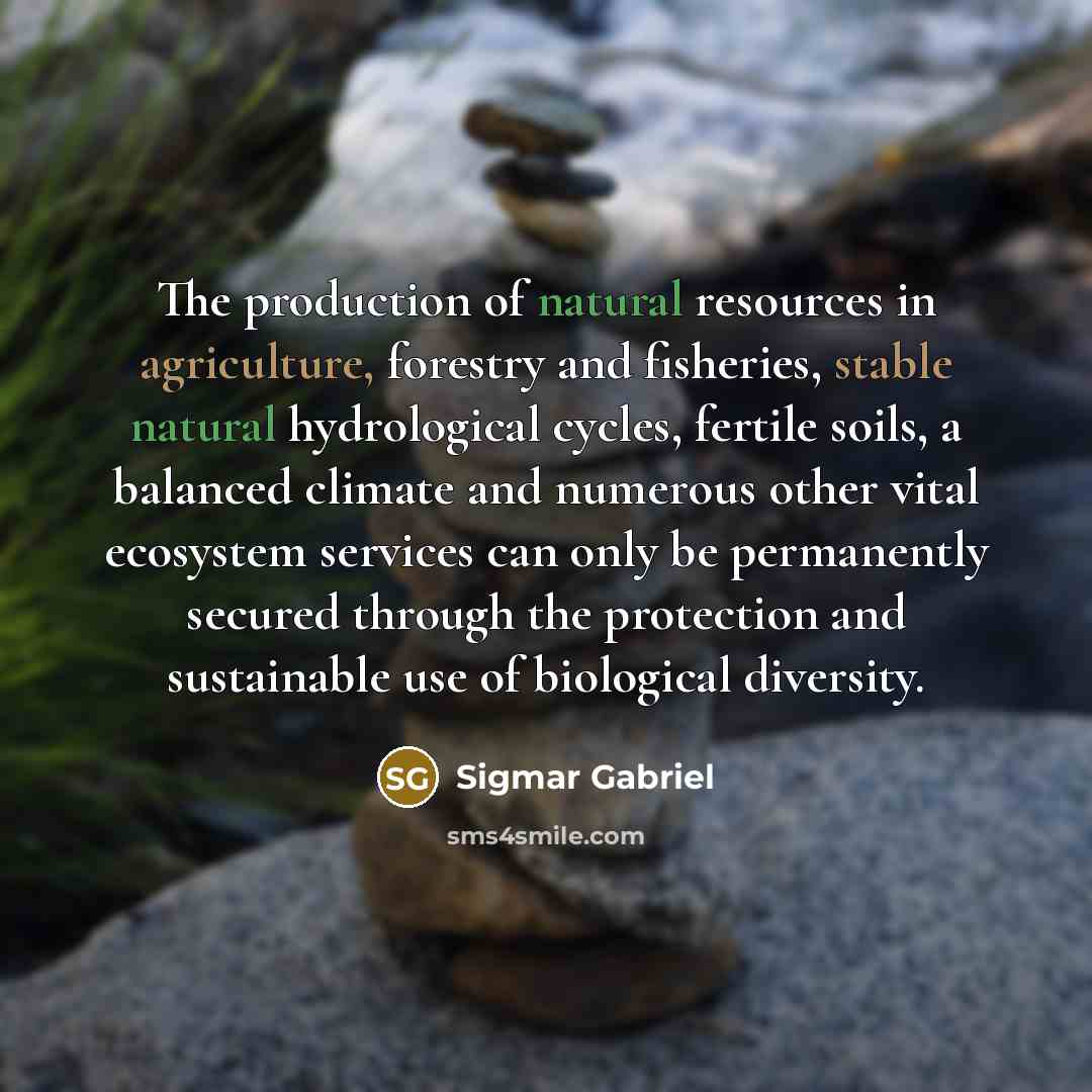 “The production of natural resources in agriculture, forestry and fisheries,…” quote by Sigmar Gabriel