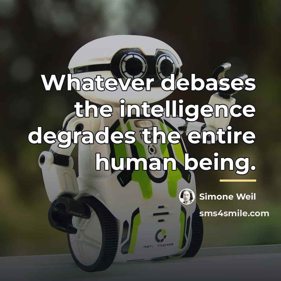 “Whatever debases the intelligence degrades the entire human being.…” quote by Simone Weil