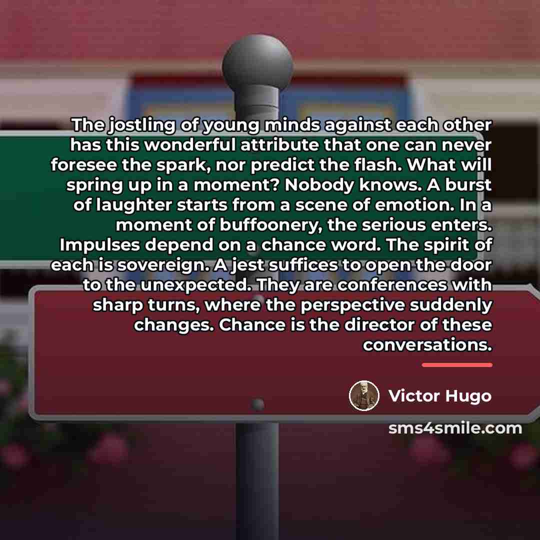 “The jostling of young minds against each other has this…” quote by Victor Hugo