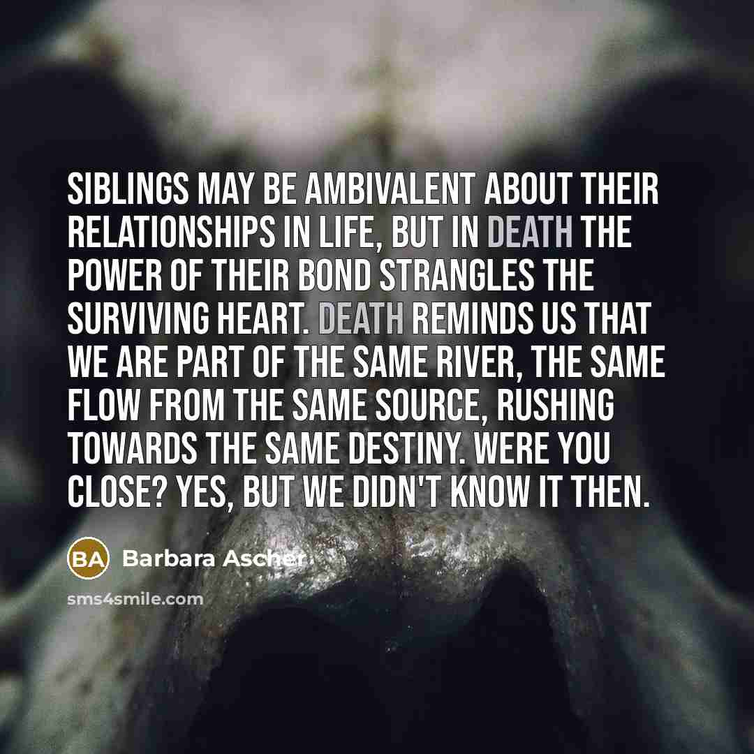 “Siblings may be ambivalent about their relationships in life, but…” quote by Barbara Ascher