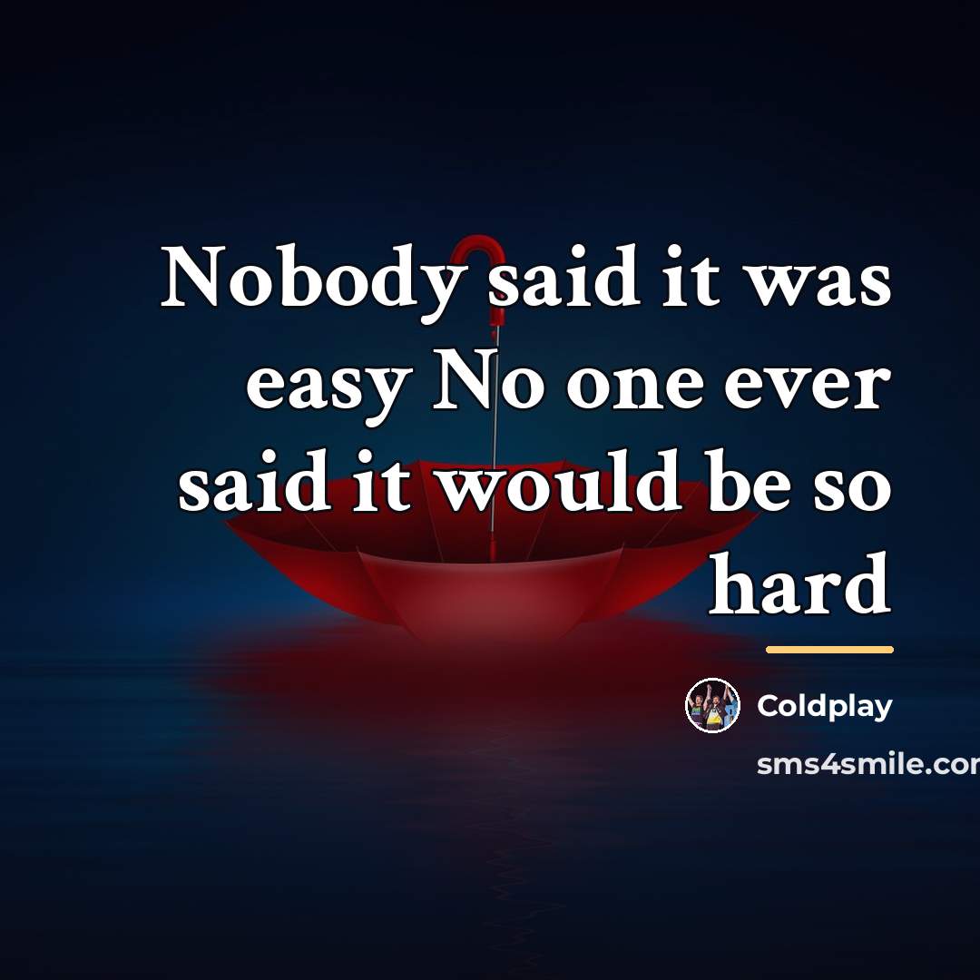 “Nobody said it was easy No one ever said it…” quote by Coldplay
