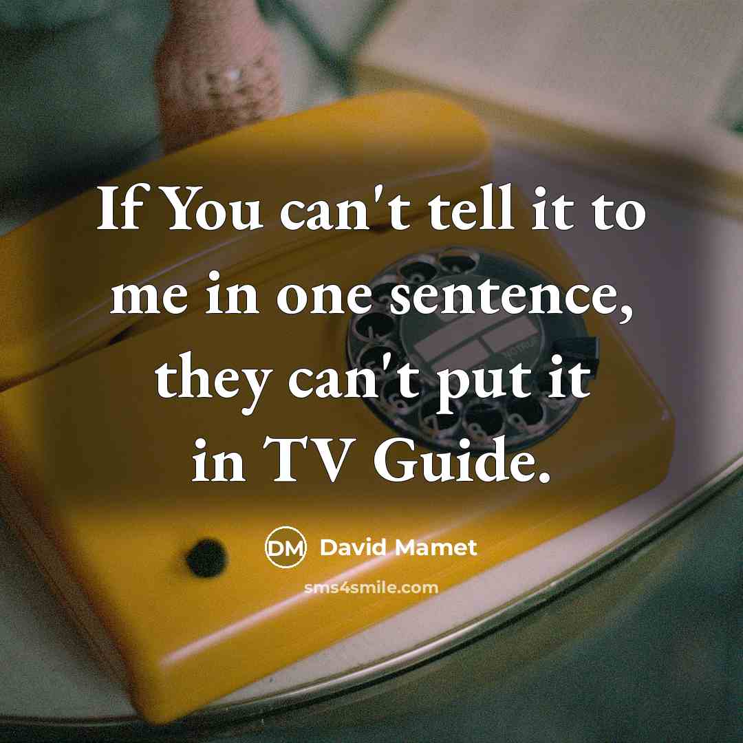 “If You can't tell it to me in one sentence,…” quote by David Mamet