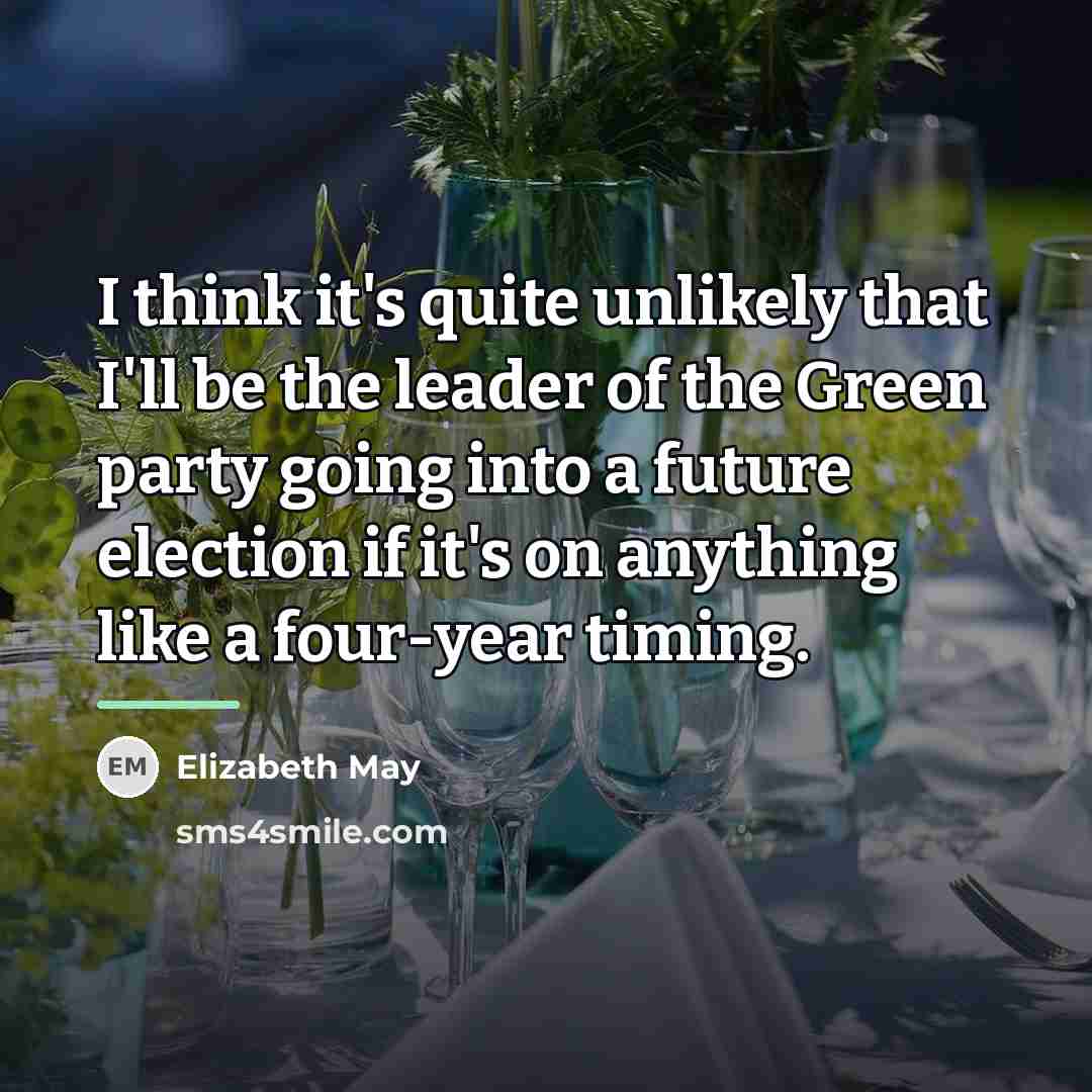 “I think it's quite unlikely that I'll be the leader…” quote by Elizabeth May