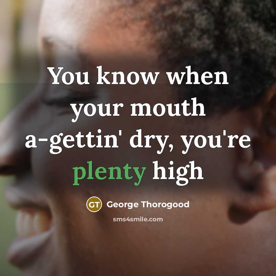 “You know when your mouth a-gettin' dry, you're plenty high…” quote by George Thorogood
