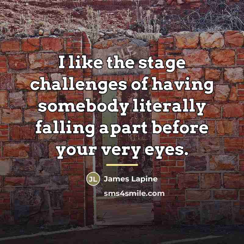 “I like the stage challenges of having somebody literally falling…” quote by James Lapine