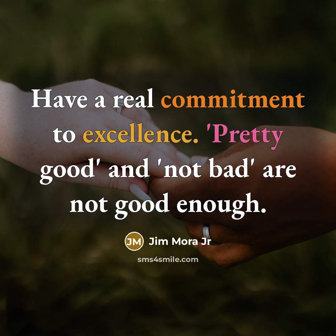 “Have a real commitment to excellence. 'Pretty good' and 'not bad' are not good enough.” quote by Jim Mora Jr