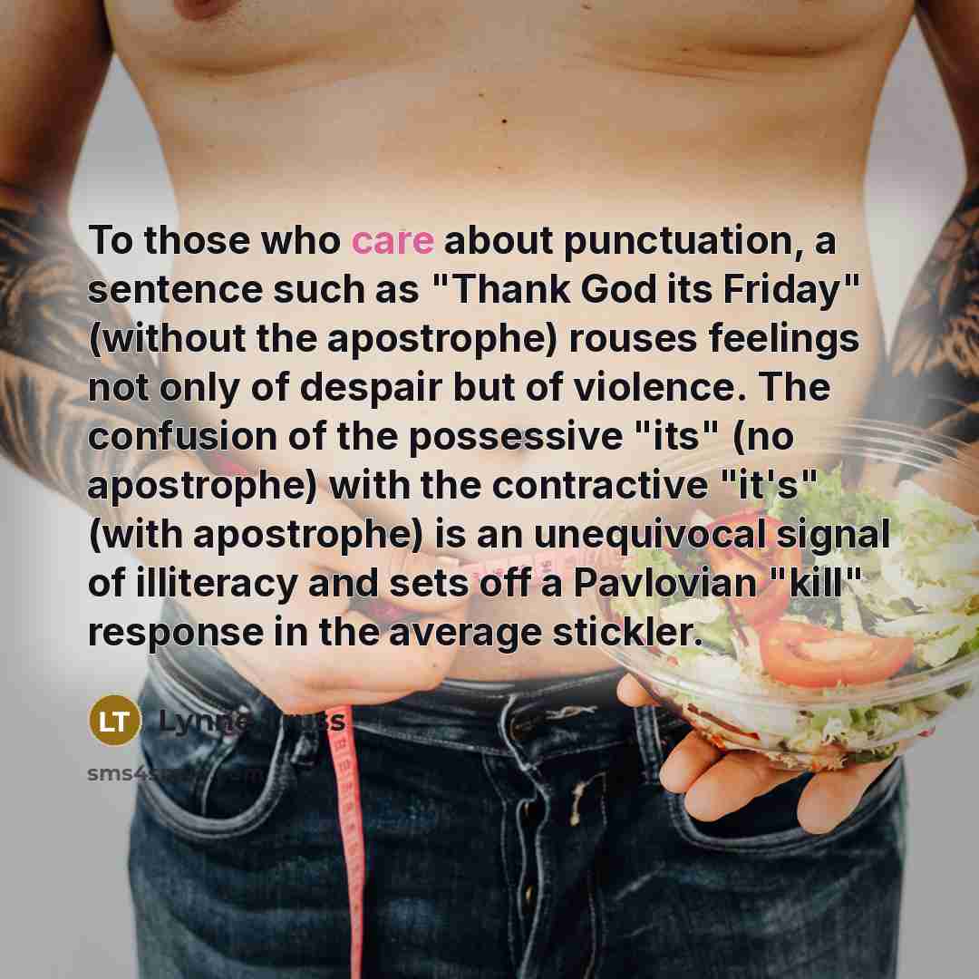 “To those who care about punctuation, a sentence such as…” quote by Lynne Truss