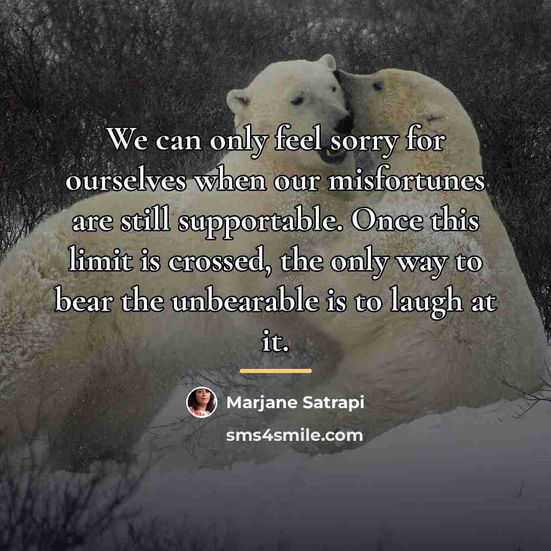 “We can only feel sorry for ourselves when our misfortunes…” quote by Marjane Satrapi