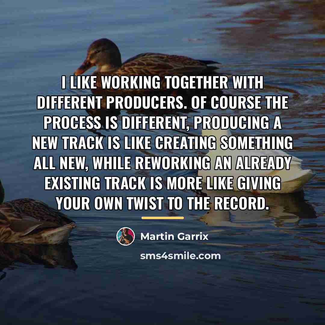 “I like working together with different producers. Of course the…” quote by Martin Garrix