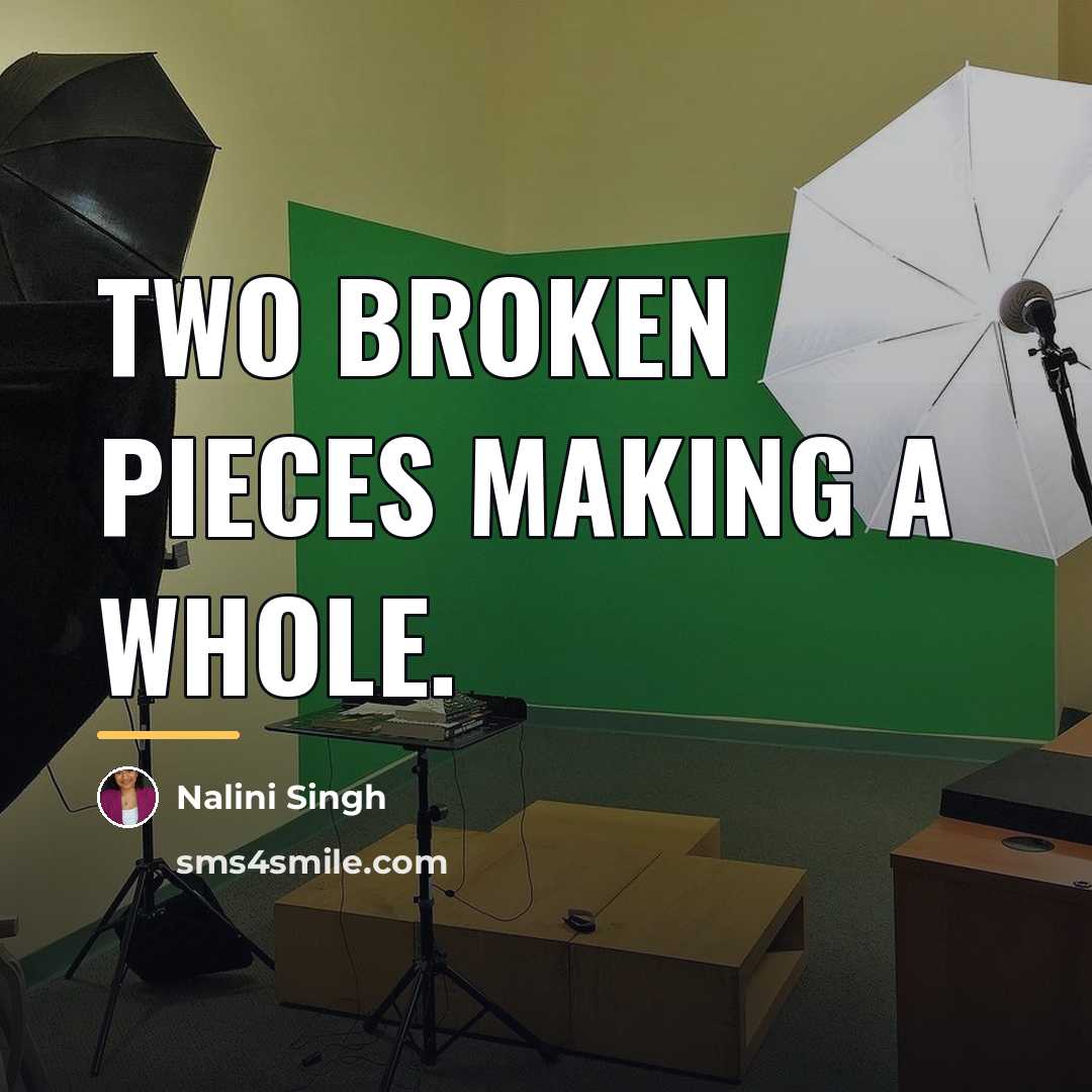 “Two broken pieces making a whole.…” quote by Nalini Singh