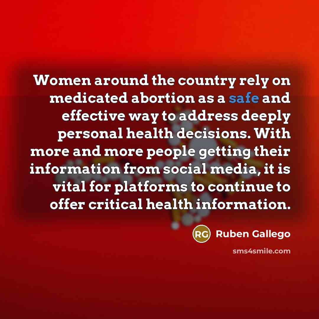 “Women around the country rely on medicated abortion as a…” quote by Ruben Gallego