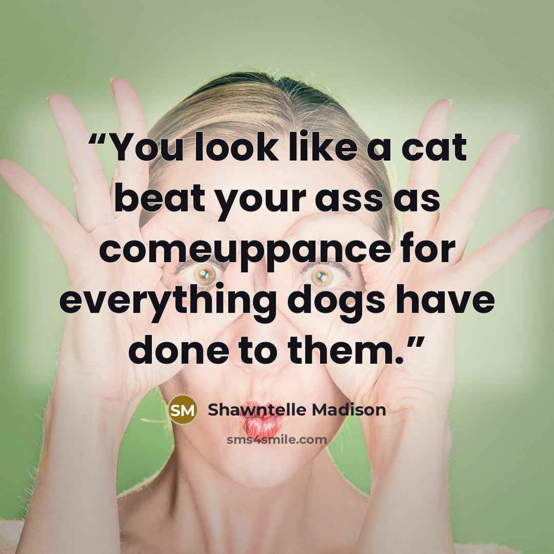 “You look like a cat beat your ass as comeuppance for everything dogs have done to them.” quote by Shawntelle Madison