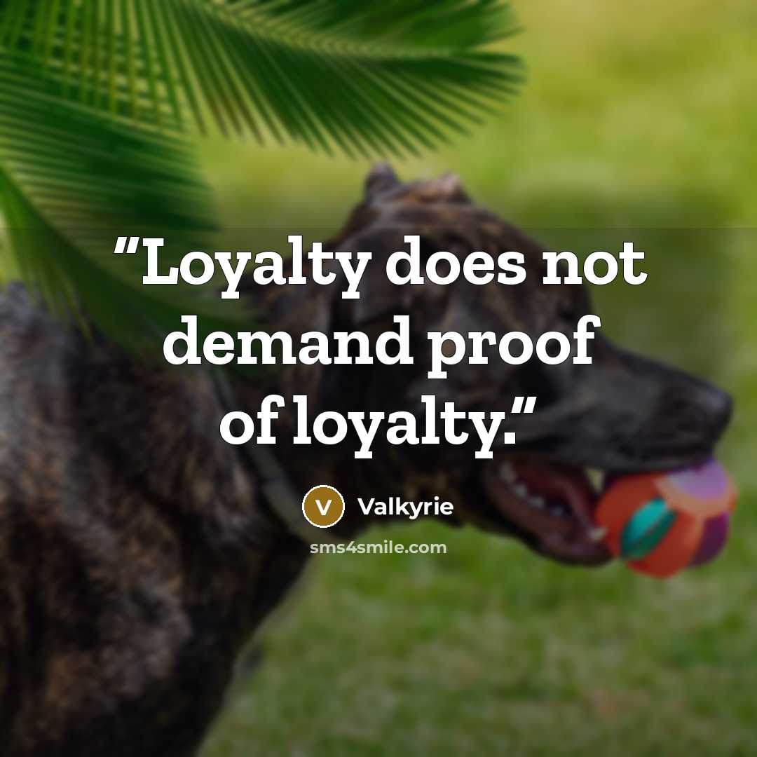 “Loyalty does not demand proof of loyalty.” quote by Valkyrie