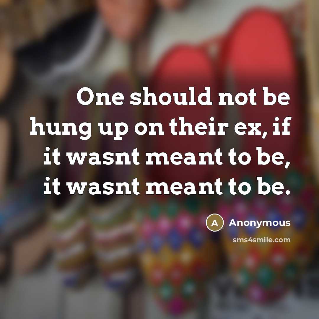 “One should not be hung up on their ex, if it wasnt meant to be, it wasnt meant to be.” quote by Anonymous