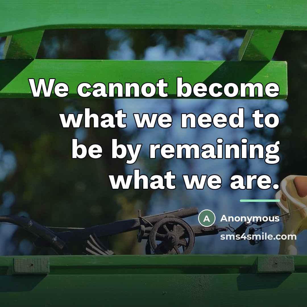“We cannot become what we need to be by remaining…” quote by Anonymous