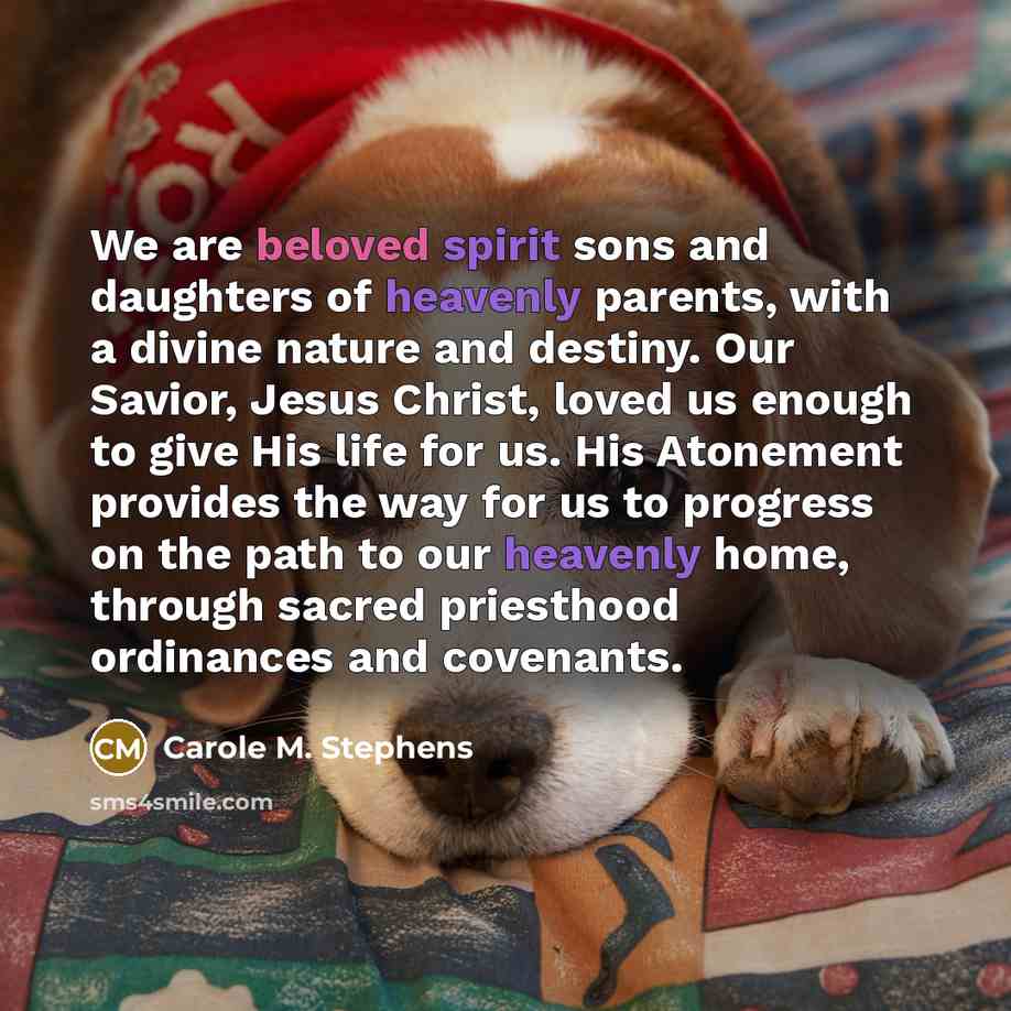 “We are beloved spirit sons and daughters of heavenly parents,…” quote by Carole M. Stephens