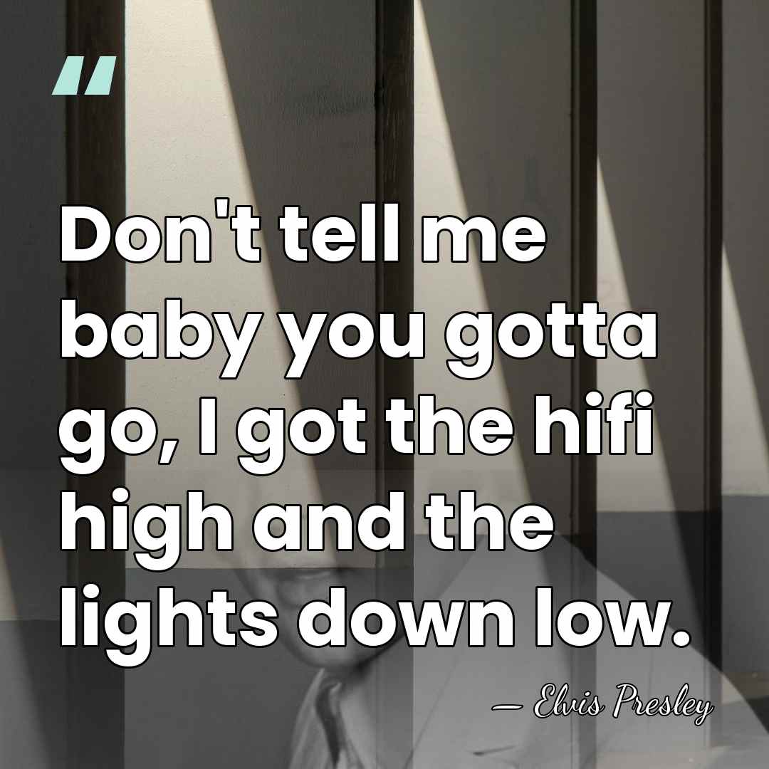 Don't tell me baby you gotta go, I got the hifi high&hellip; - Elvis Presley