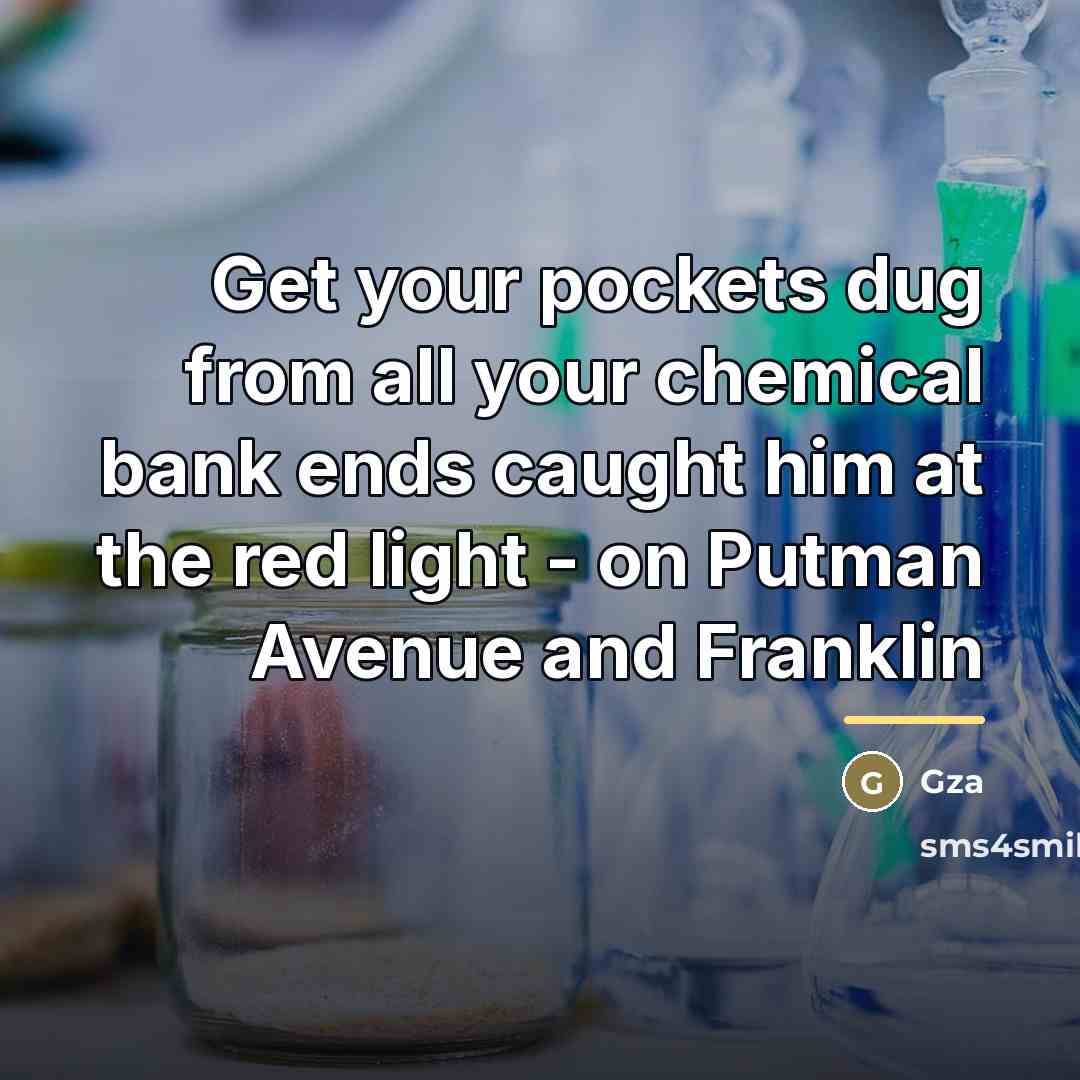 “Get your pockets dug from all your chemical bank ends…” quote by GZA