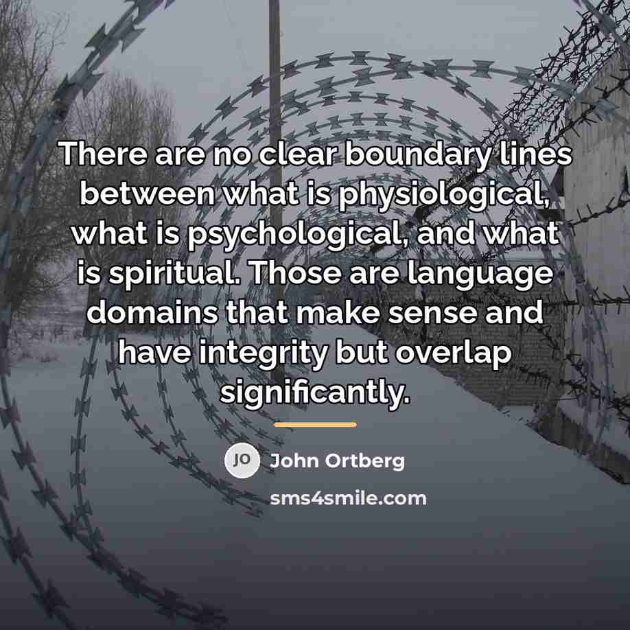 “There are no clear boundary lines between what is physiological,…” quote by John Ortberg
