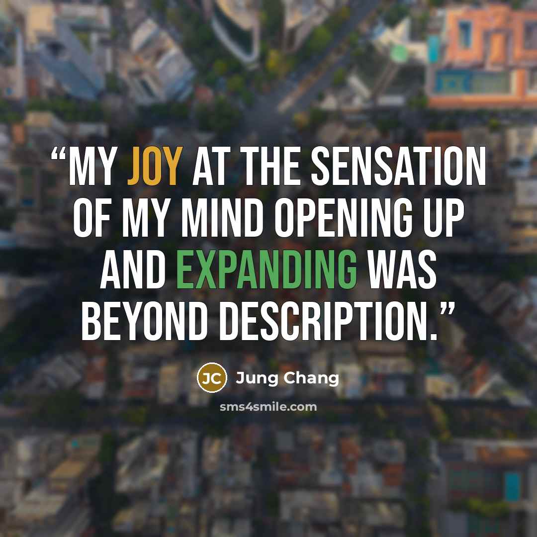 “My joy at the sensation of my mind opening up and expanding was beyond description.” quote by Jung Chang