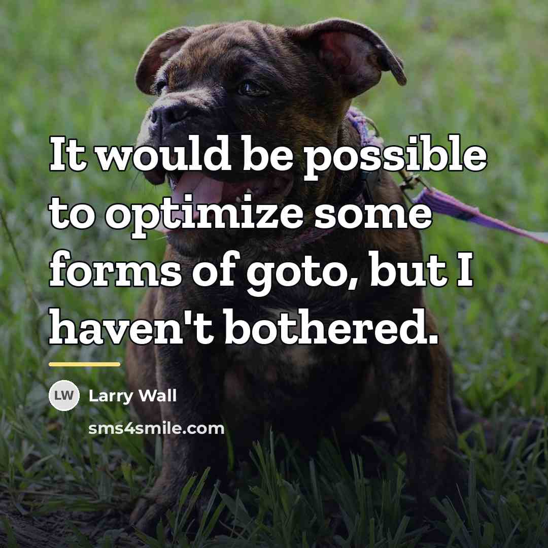 “It would be possible to optimize some forms of goto,…” quote by Larry Wall