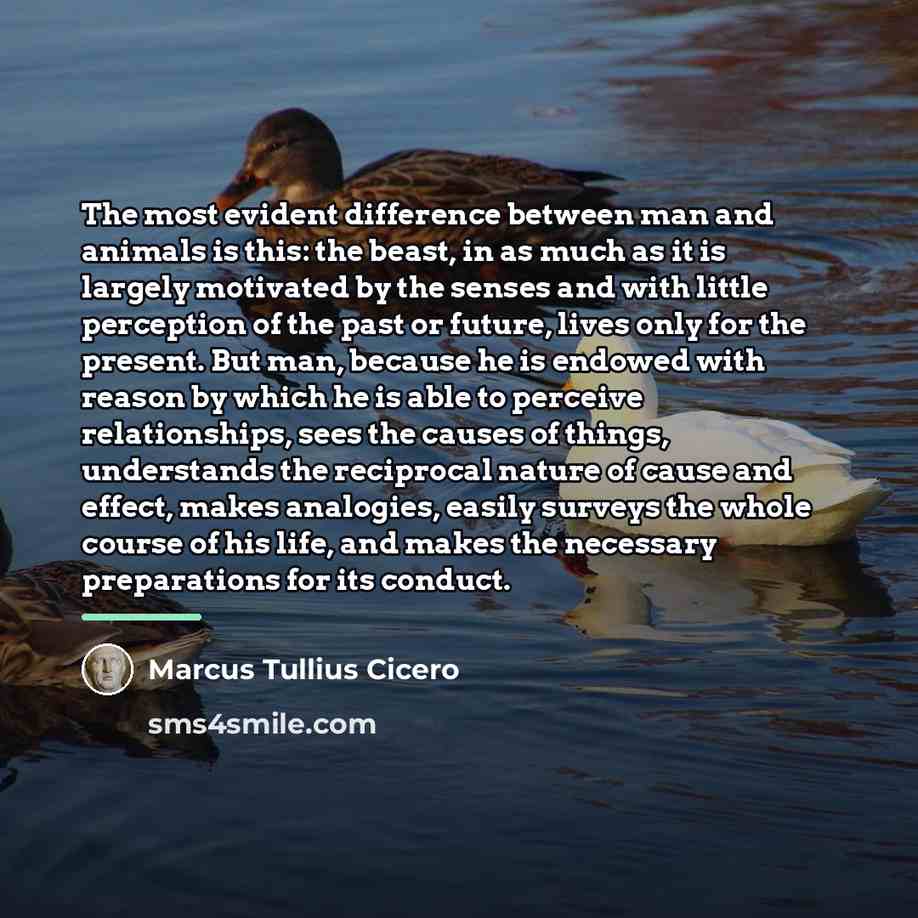 “The most evident difference between man and animals is this:…” quote by Marcus Tullius Cicero