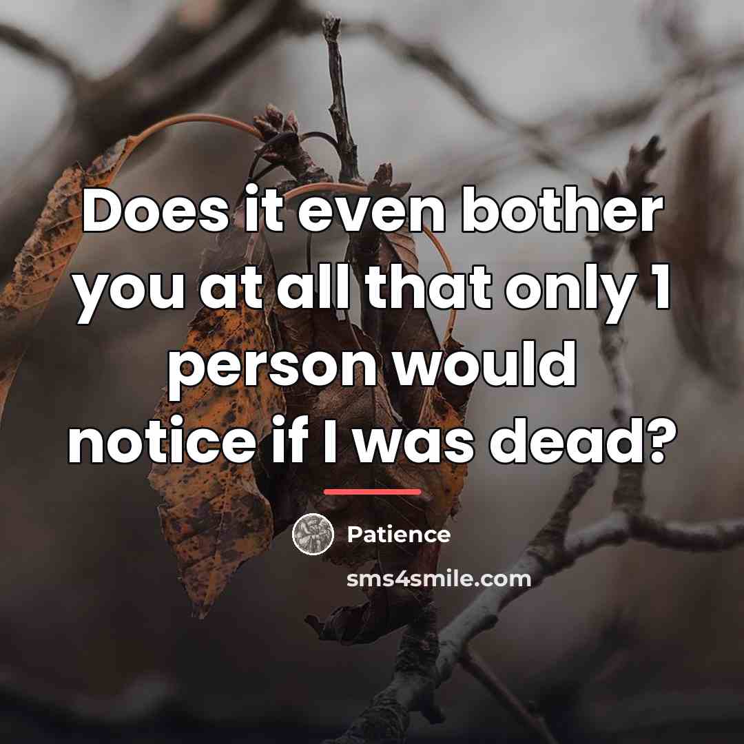 “Does it even bother you at all that only 1…” quote by Patience