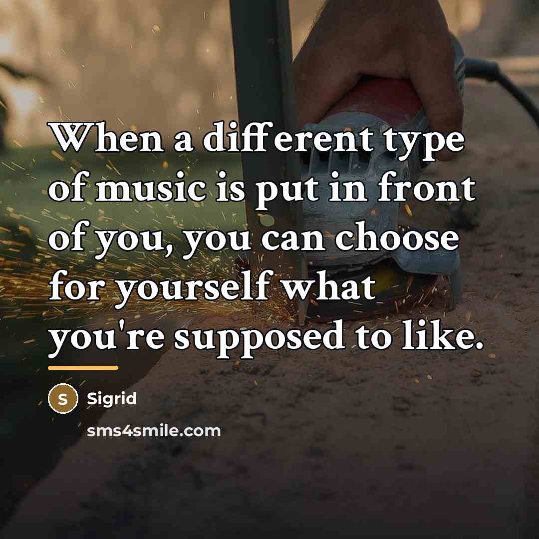 “When a different type of music is put in front…” quote by Sigrid