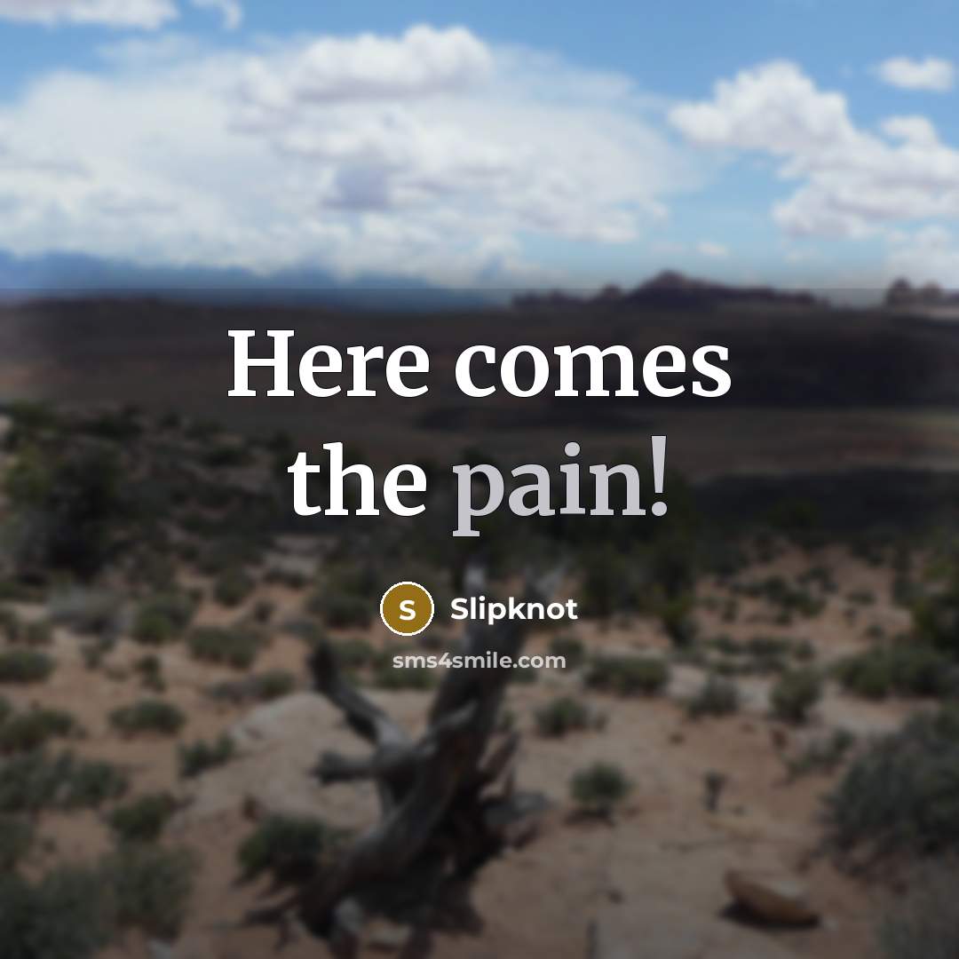 “Here comes the pain!…” quote by Slipknot