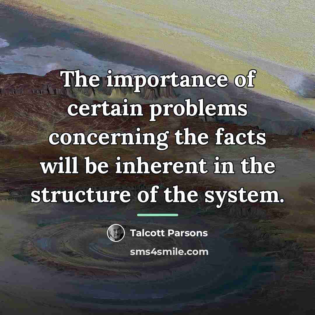 “The importance of certain problems concerning the facts will be…” quote by Talcott Parsons