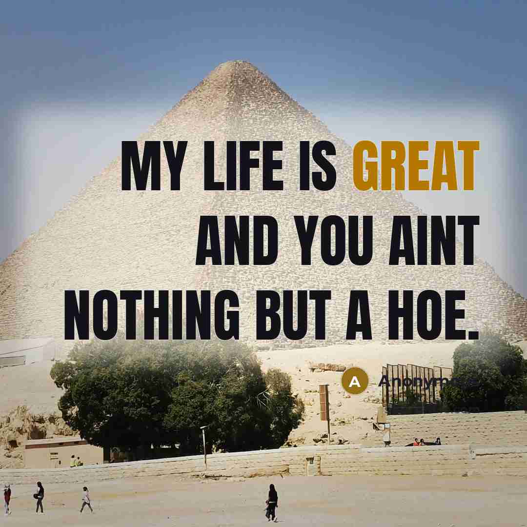 “My life is great and you aint nothing but a…” quote by Anonymous