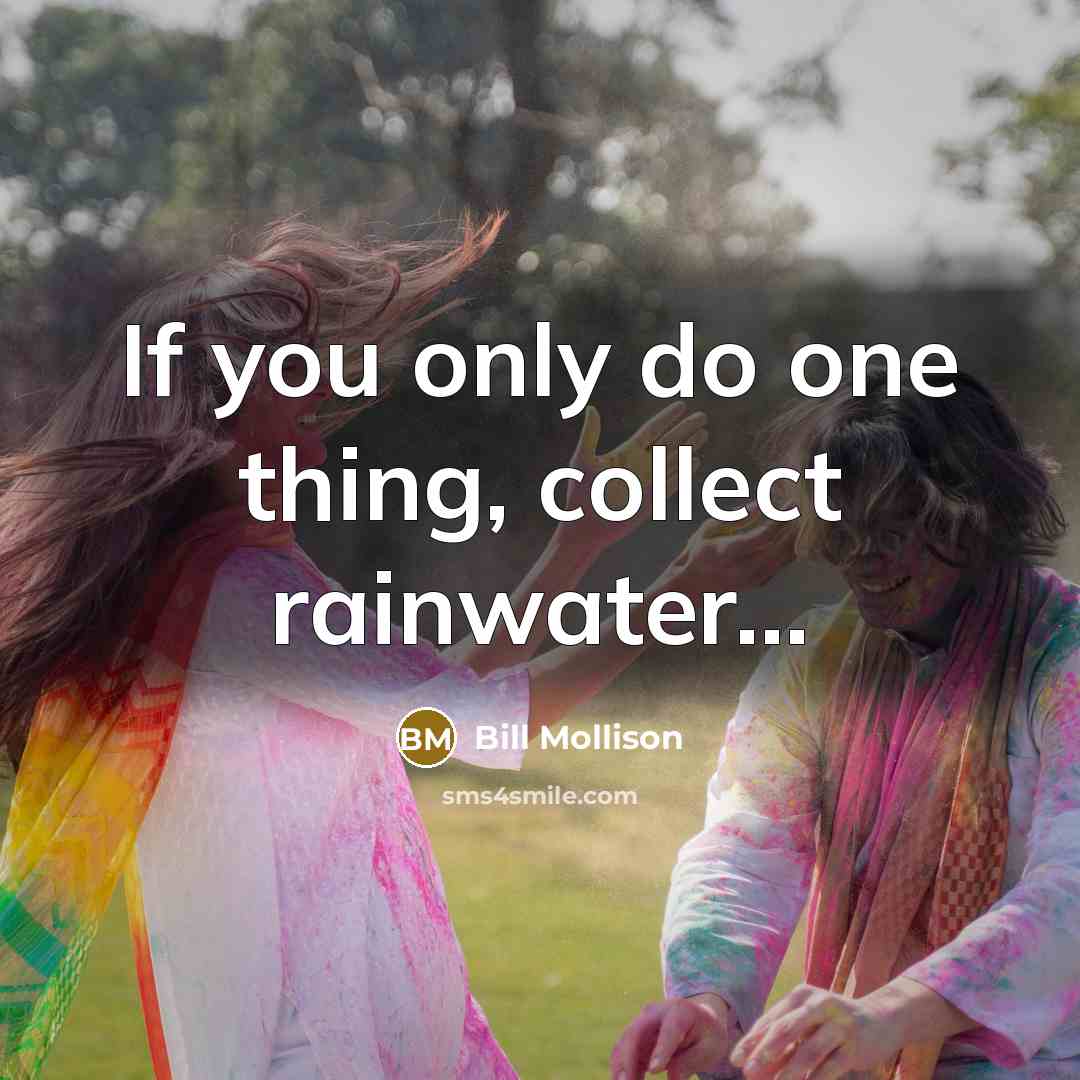 “If you only do one thing, collect rainwater...…” quote by Bill Mollison