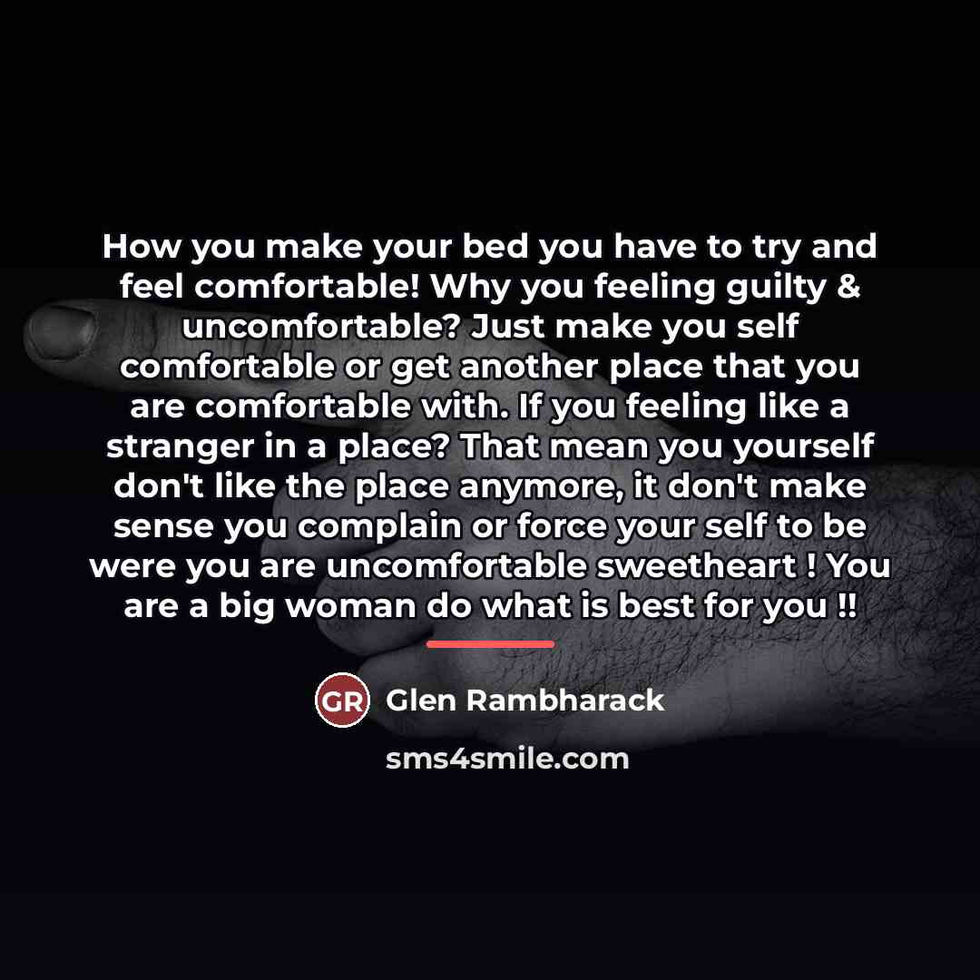 “How you make your bed you have to try and…” quote by Glen Rambharack