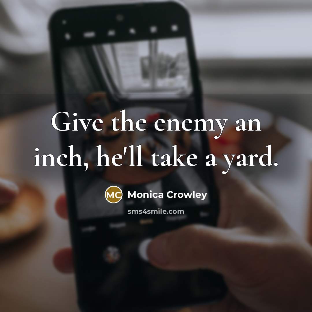 “Give the enemy an inch, he'll take a yard.…” quote by Monica Crowley