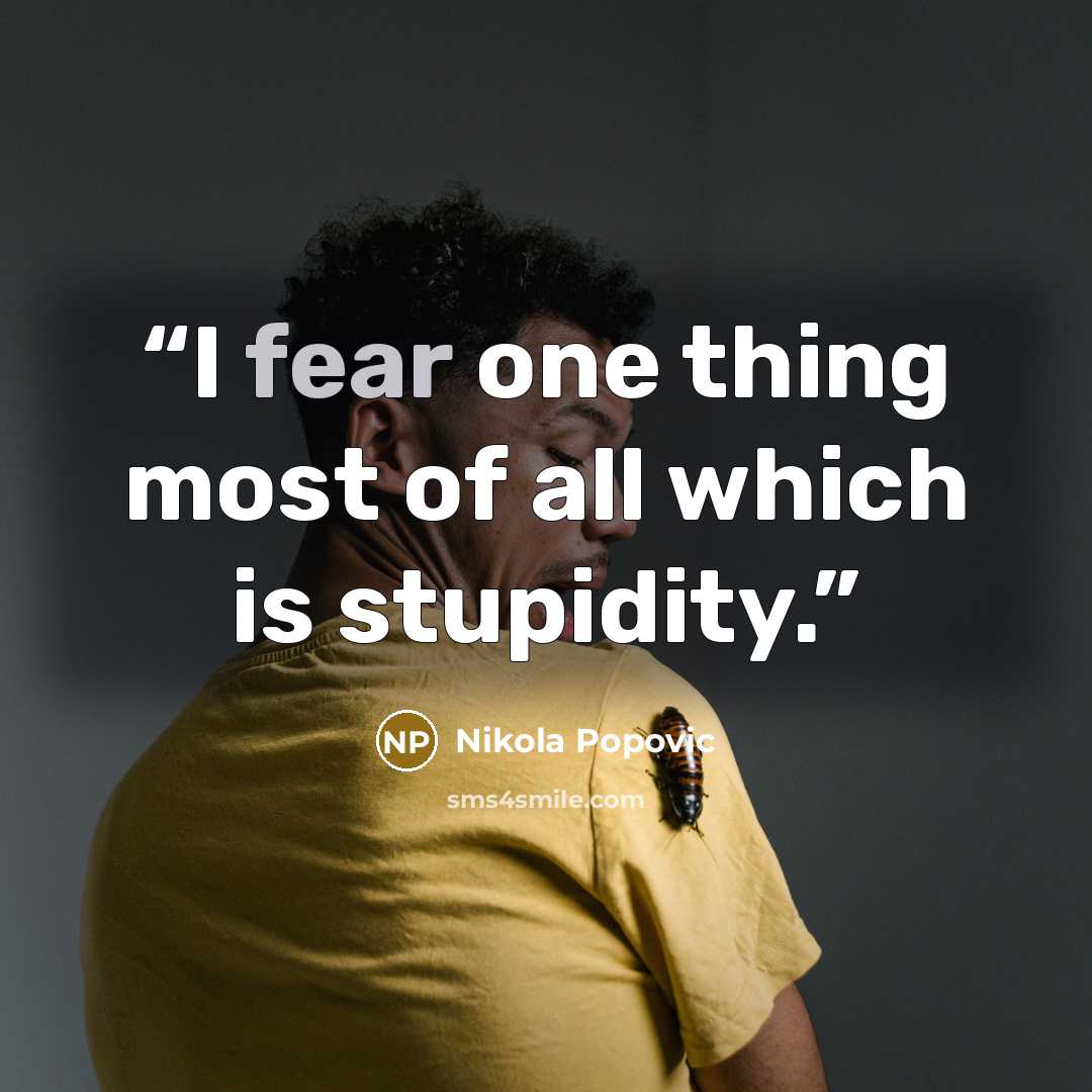 “I fear one thing most of all which is stupidity.” quote by Nikola Popovic
