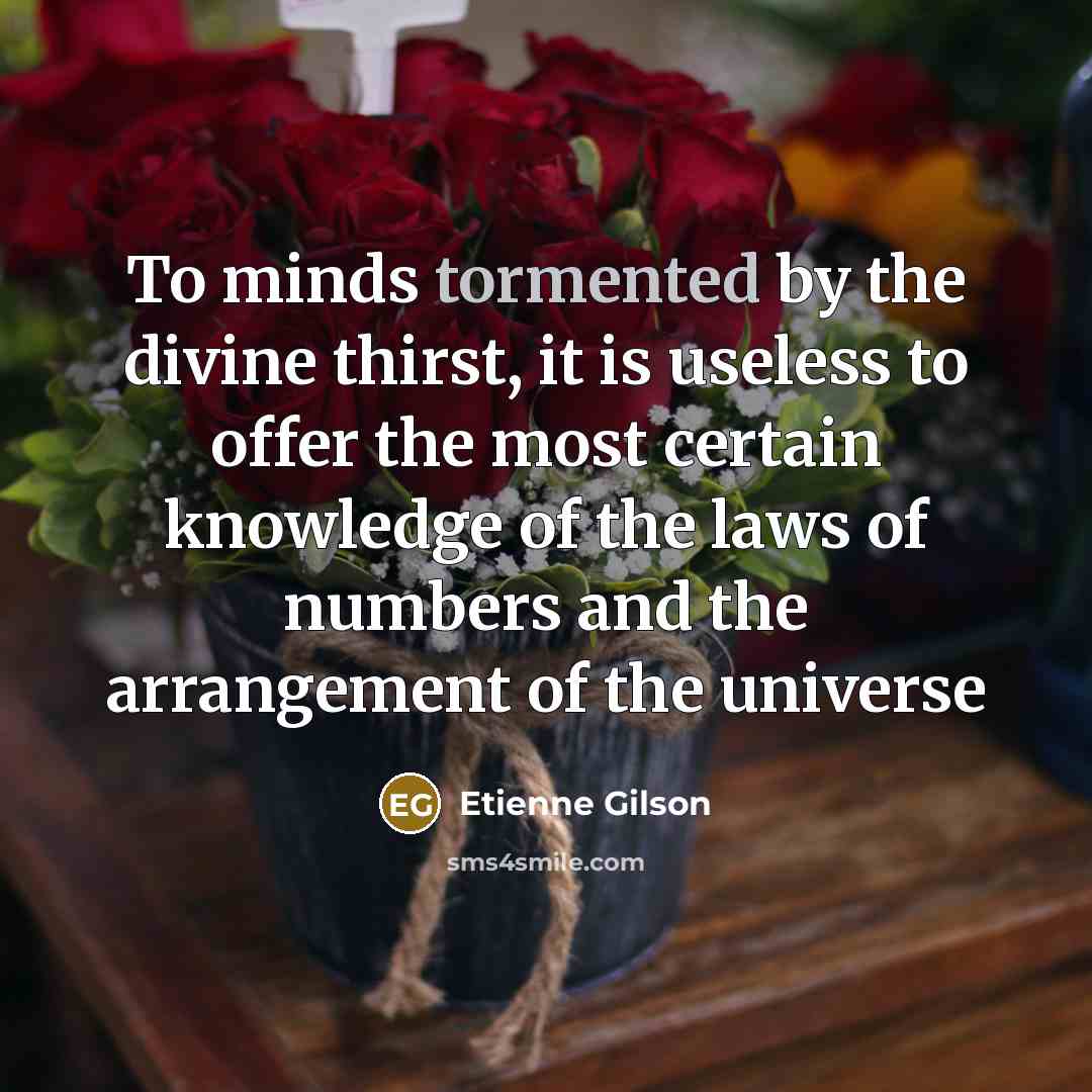 “To minds tormented by the divine thirst, it is useless…” quote by Etienne Gilson