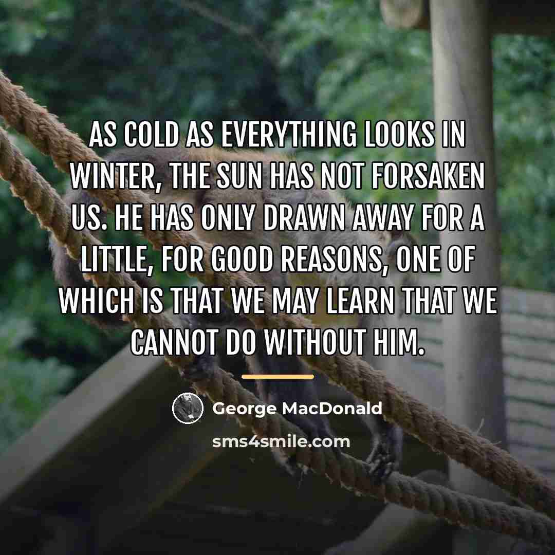 “As cold as everything looks in winter, the sun has…” quote by George MacDonald