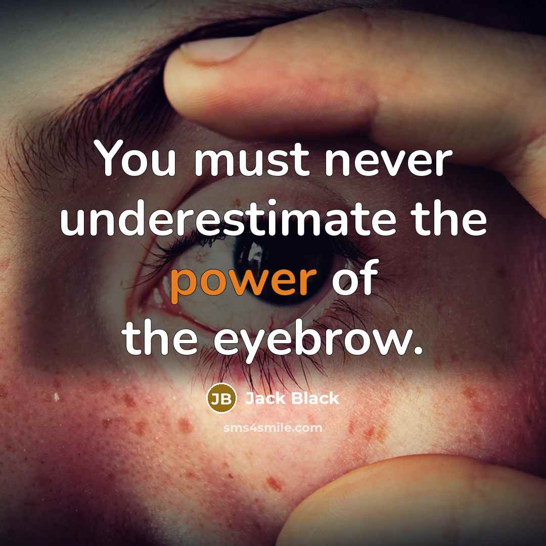 “You must never underestimate the power of the eyebrow.…” quote by Jack Black