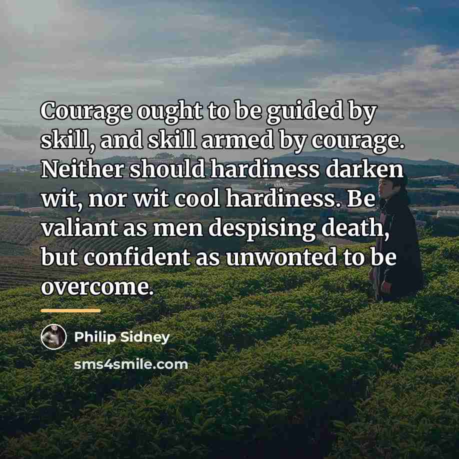 “Courage ought to be guided by skill, and skill armed…” quote by Philip Sidney