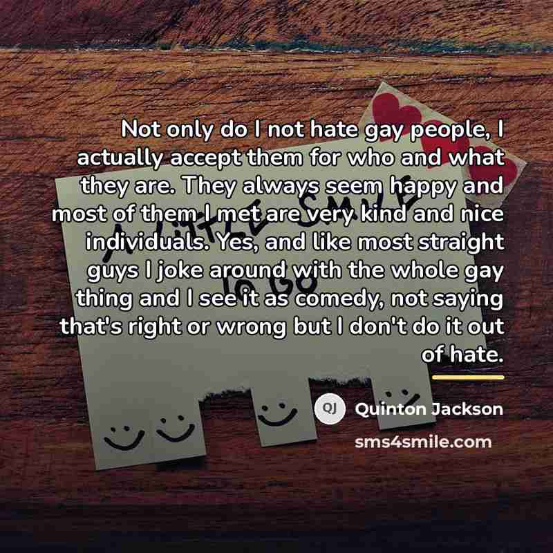“Not only do I not hate gay people, I actually…” quote by Quinton Jackson