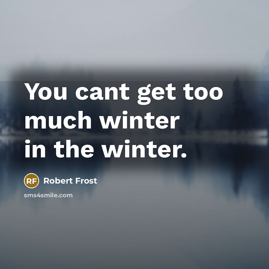 “You cant get too much winter in the winter.…” quote by Robert Frost