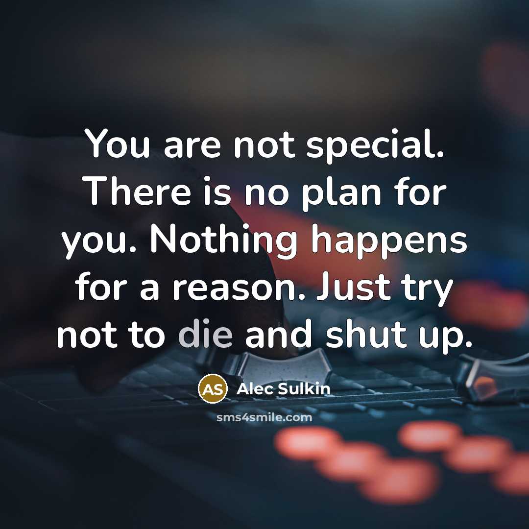 “You are not special. There is no plan for you.…” quote by Alec Sulkin
