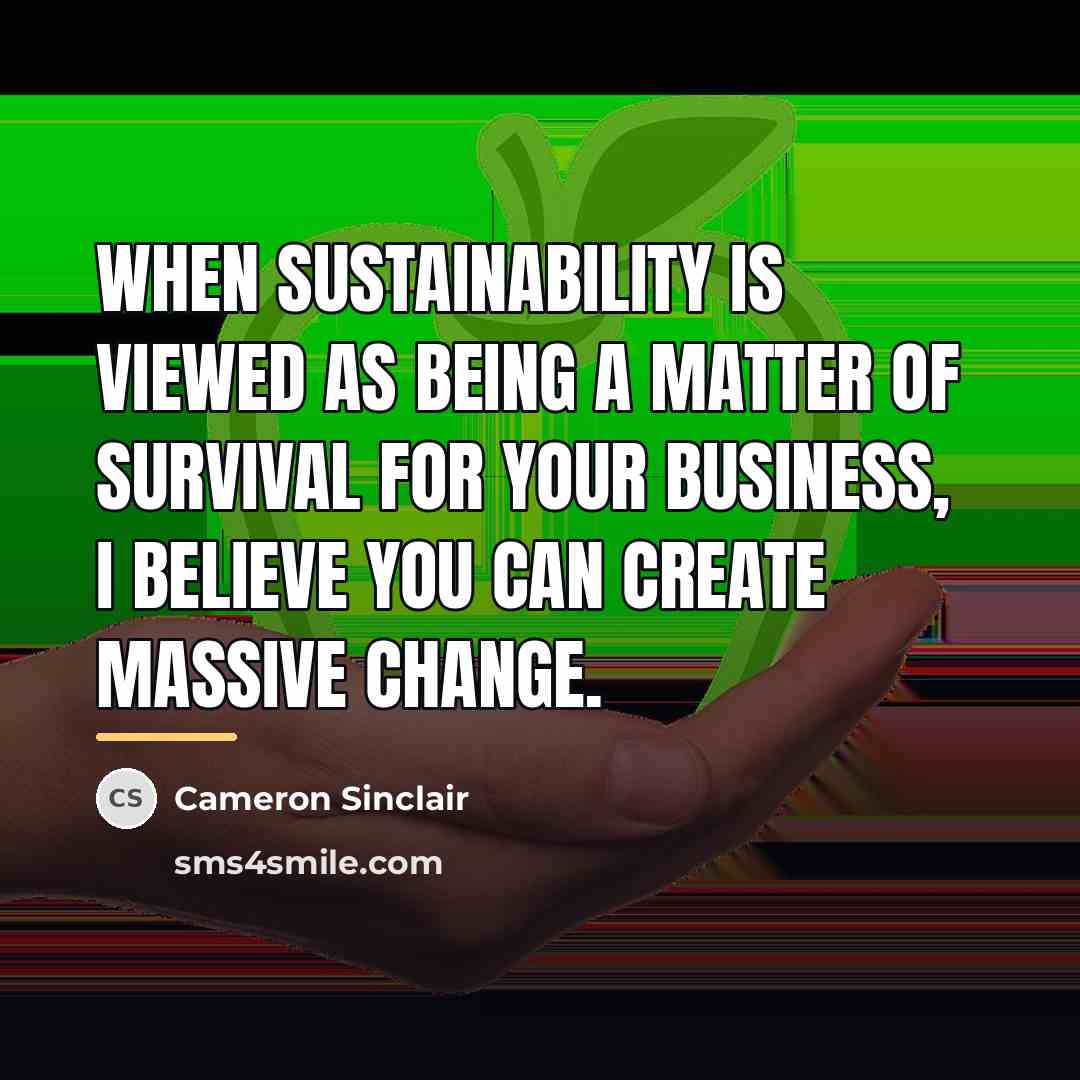 “When sustainability is viewed as being a matter of survival…” quote by Cameron Sinclair