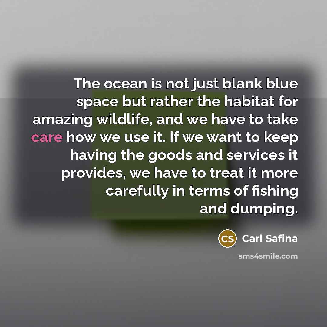 “The ocean is not just blank blue space but rather…” quote by Carl Safina