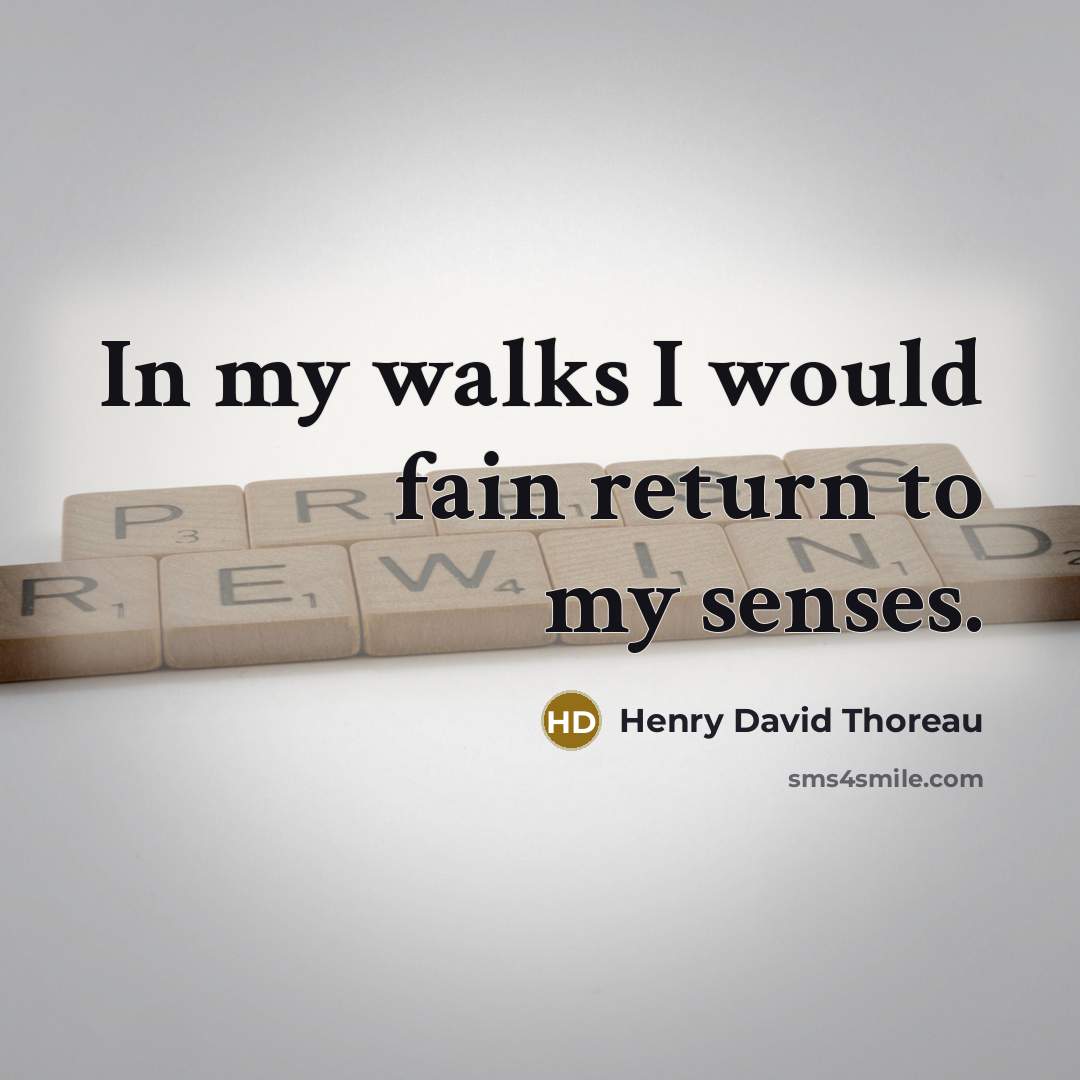 “In my walks I would fain return to my senses.…” quote by Henry David Thoreau