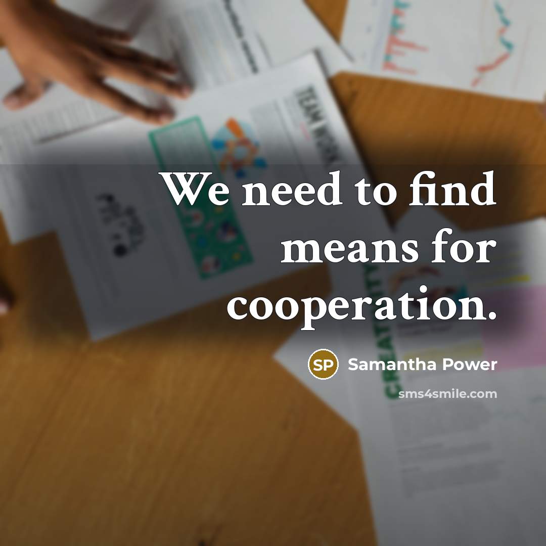 “We need to find means for cooperation.…” quote by Samantha Power