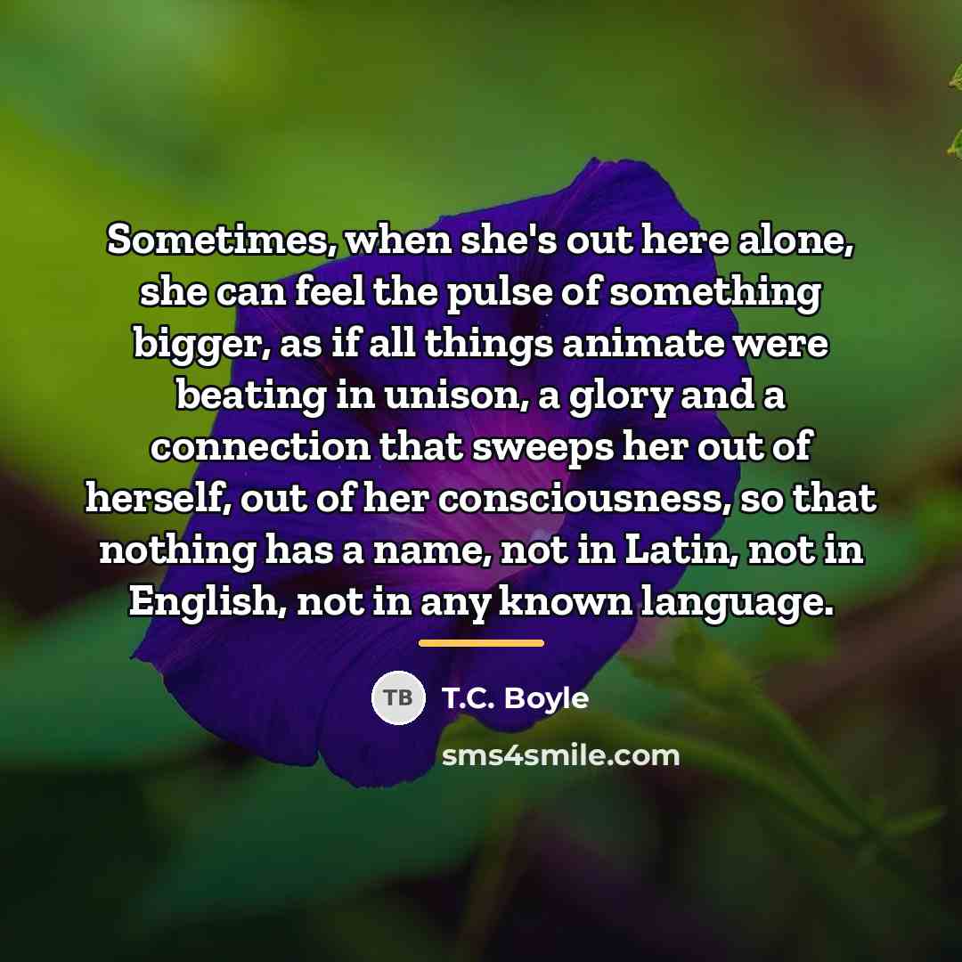 “Sometimes, when she's out here alone, she can feel the…” quote by T.C. Boyle