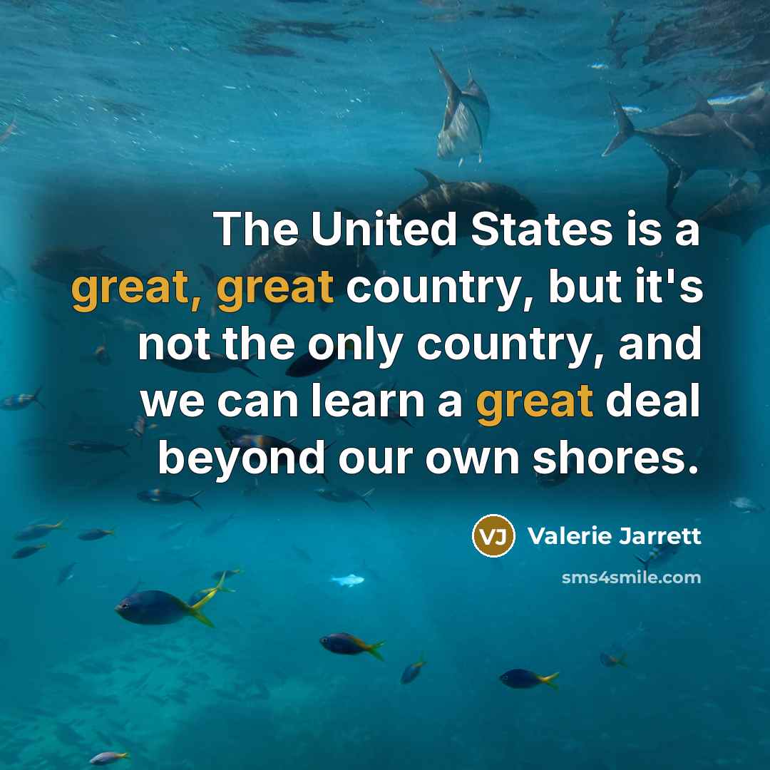 “The United States is a great, great country, but it's not the only country, and we can learn a great deal beyond our own shores.” quote by Valerie Jarrett