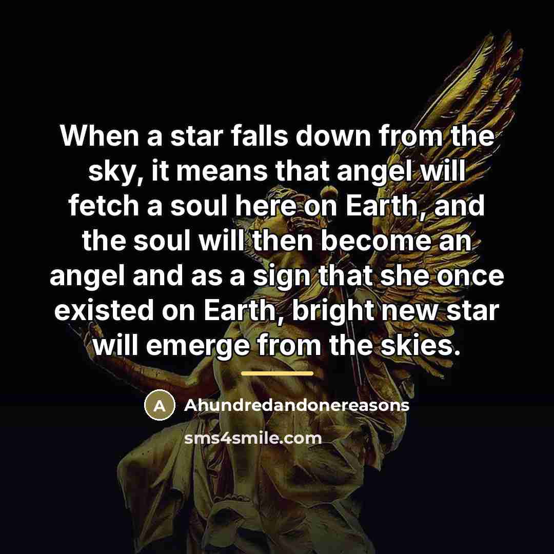 “When a star falls down from the sky, it means…” quote by Ahundredandonereasons