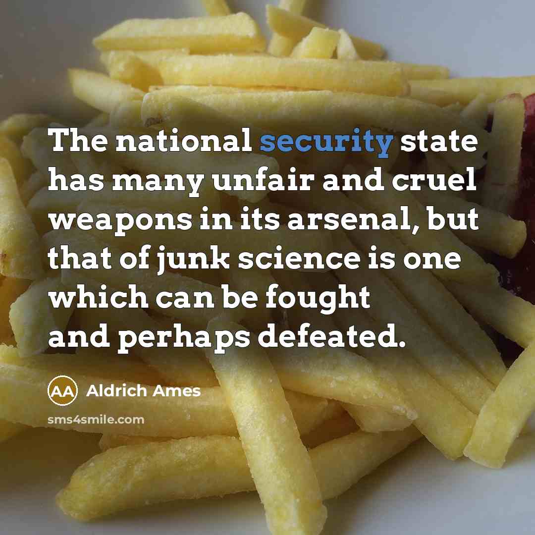“The national security state has many unfair and cruel weapons…” quote by Aldrich Ames